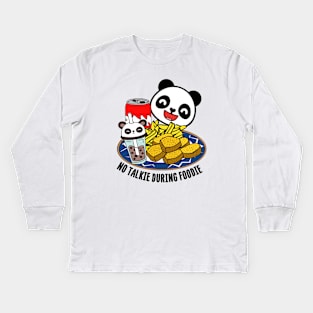 Funny Hungry Panda Bear Cute Foodie Kids Long Sleeve T-Shirt